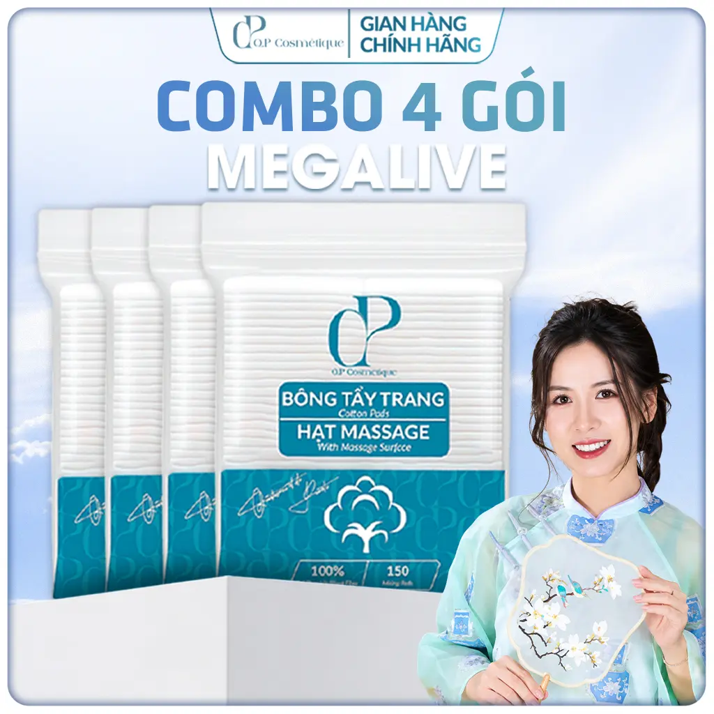 Combo 4 Gói | 600 Miếng Bông Tẩy Trang Q.P Cosmétique Không Xơ Không Rách, Hạt Massage Sạch Sâu