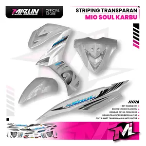 MARLIN Striping Transparan Mio Soul Karbu Bahan Bening Premium Quality Sticker Motif Abstak Terlaris Code G Tinta UV Awet 1-3 Tahun