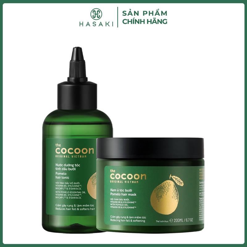 Combo Cocoon Kem Ủ 200ml & Nước Dưỡng Tóc Tinh Dầu Bưởi 140ml | HASAKI BEAUTY