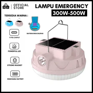 Lampu LED Emergency UFO + Senter Solar Panel 300w 400w 500w Lampu Darurat Terang Led Lampu Emergency Gantung Lampu Taman Outdoor Lampu Tenaga Surya Mati Listrik Lampu Terang Camping Lamp