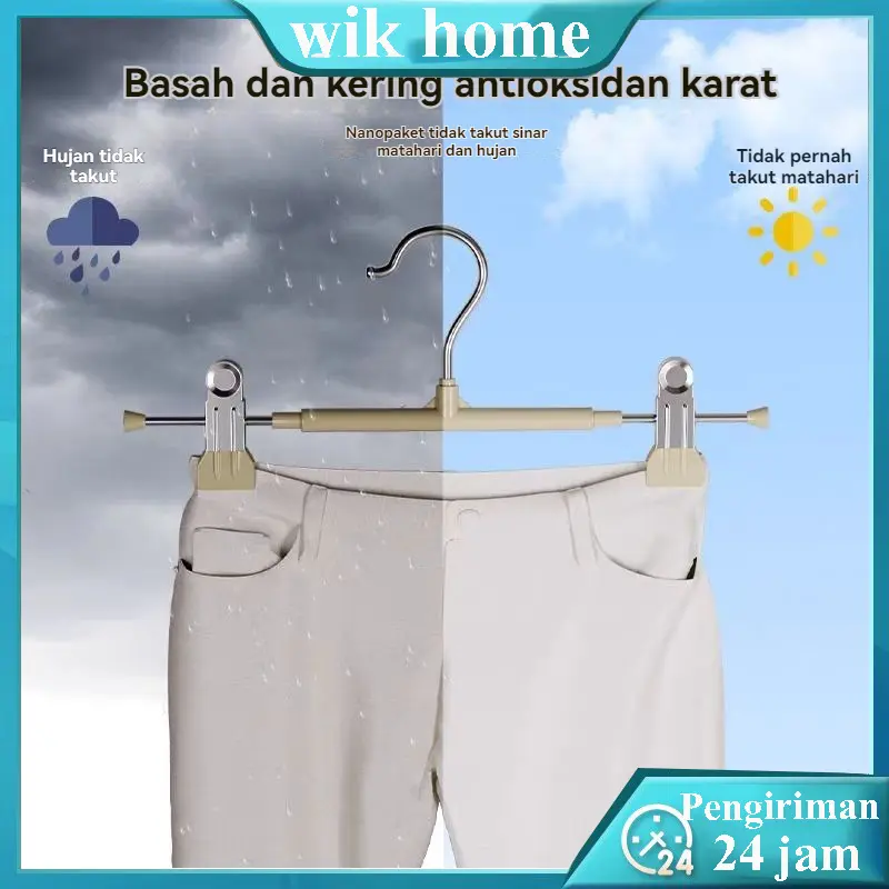 Hanger Celana Premium / Hanger Jepit Bahan/ Hanger Kerudung / Hanger Coating Premium Anti Karat/hanger baju/Gantungan Baju Jepit Dan Celana Gantungan Baju Hanger Jepit Besi Kawat Pants Hanger Clip Stainless Hanger Jepit Celana 4