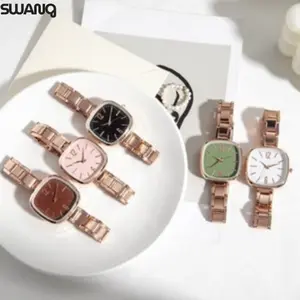 SS Jam Tangan Wanita Analog Quartz Casual Elegan Strap Rantai Stainless Steel Couple Pria RM136