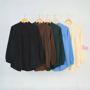 AIISHA Kemeja Helva Atasan Oversize Wanita Katun Miracle Baju Panjang Lengan Karet | Atasan Wanita Muat BB 50-125 KG Variasi Lengan Karet