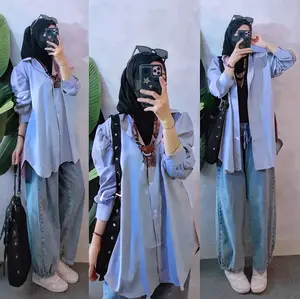 ATASAN OVERSIZE WANITA KEMEJAN POLOS KEKINIAN BIGSIZE MUAT BB 50-125KG