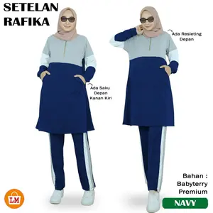 Setelan Training Olahraga Senam Wanita Muslimah RAFIKA SET Babyterry Lengan Panjang Termurah Size L-3XL LMS 33770