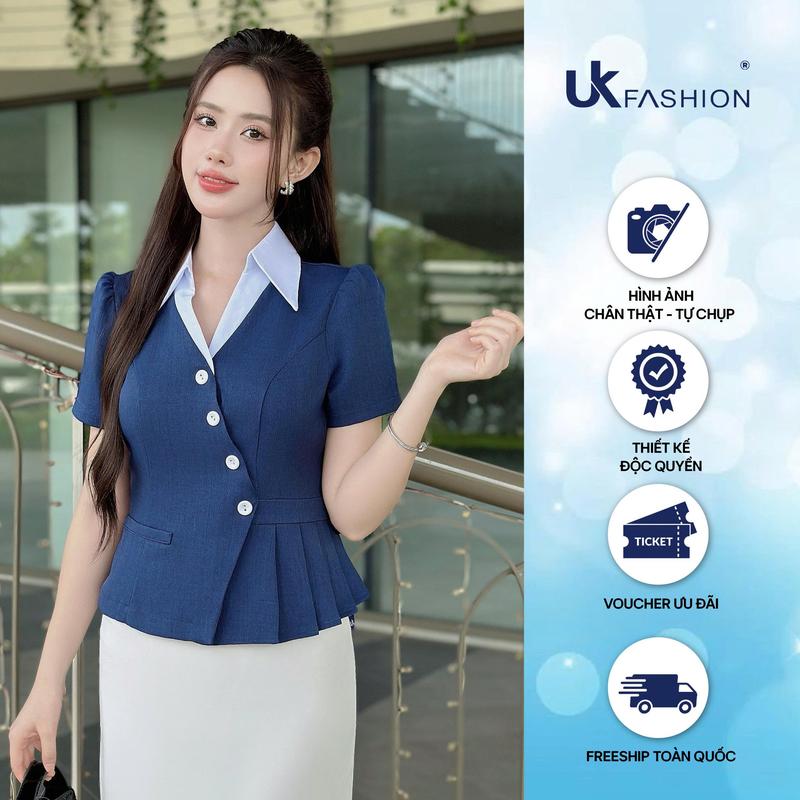  Áo Sơ Mi Phối Cổ Vạt Chéo UK Fashion Công Sở Nữ Thanh Lịch Sang Trọng Vải Mềm Mại UKSM2504011 