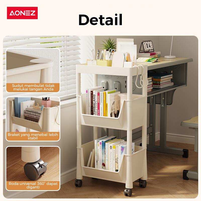 Product Introduction of 【Kol exclusive】【COD 24h shipping】AONEZ Rak Buku Berkapasitas Besartempat Penyimpanan Alat Tulistempat Penyimpanan Mainantroli Beroda 2