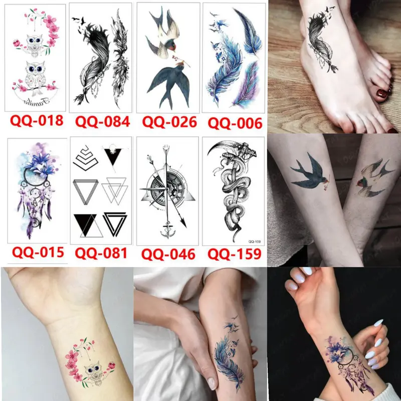 Grosir Stiker Tato / Tato Temporer 6x10cm Motif Aesthetic KODE QQ 0