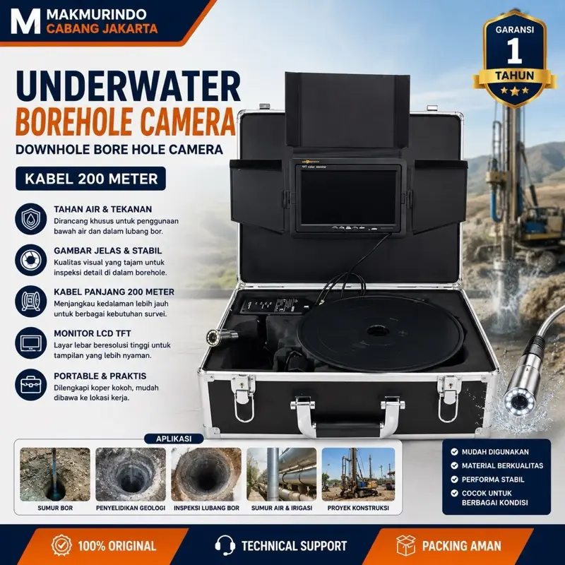 Underwater Borehole Camera 200M Kamera Inspeksi Sumur Bor Downhole Well Inspection Camera
