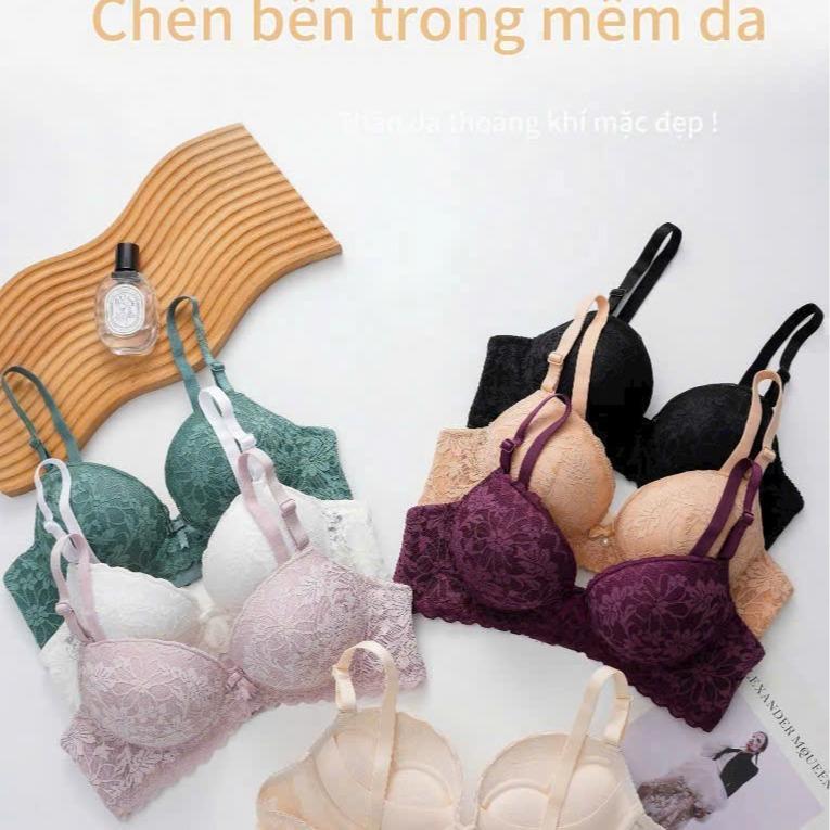   NEW SIÊU MỀM  Áo Lót Ren Xuất Khẩu 9913 Không Gọng Đệm Dày 5.5cm Thông Hơi Nâng Đẩy V1 Siêu Mềm Cho Quả Nhỏ Chất Liệu Ren Gấm Cao Cấp Size 34-38 Màu Đen Tím Xanh Rêu 