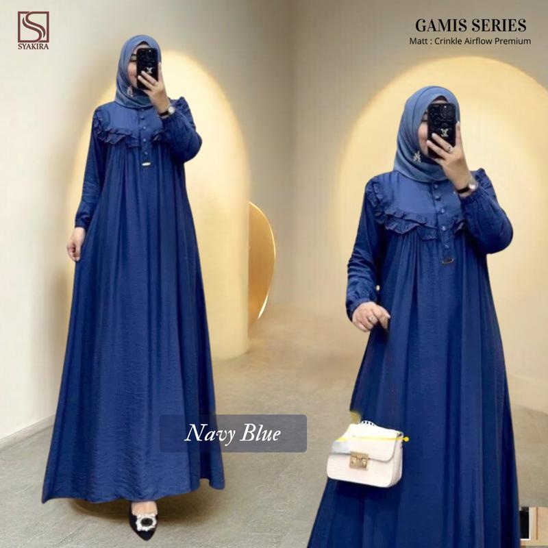 Gamis Lebaran 2025 Bahan Crinkle Airflow Premium Dress Muslim Panjang Motif Renda 6