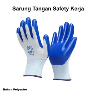 PROMO!!!Sarung Tangan Safety Palm Fit Black/Blue PU / Sarung Tangan Anti Static Murah