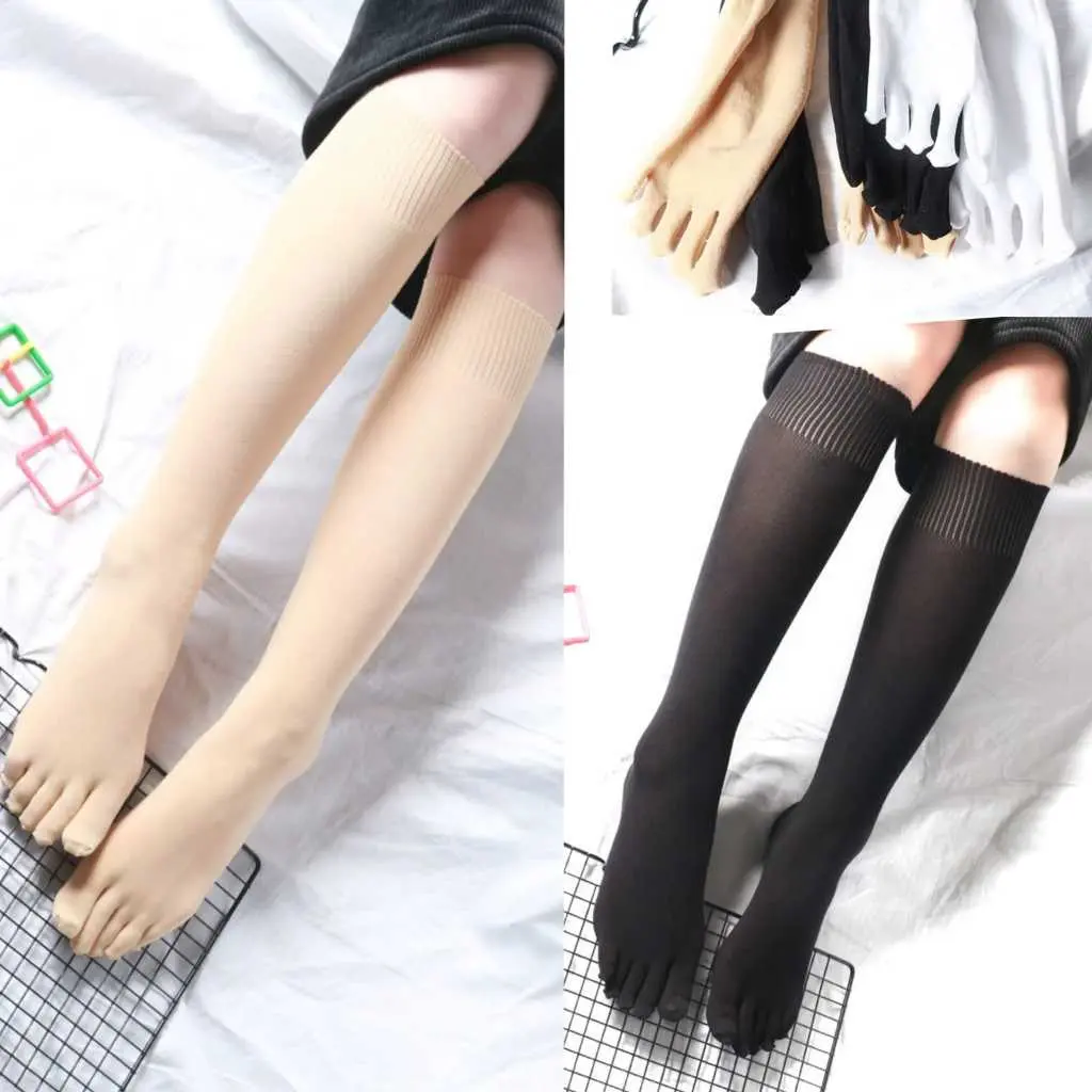 Kaos Kaki 5 Jari Panjang Selutut Bahan Tipis Elastis Stoking Five finger Kaus Kaki Cewek Muslimah Warna Kulit Lima Jari Women Socks