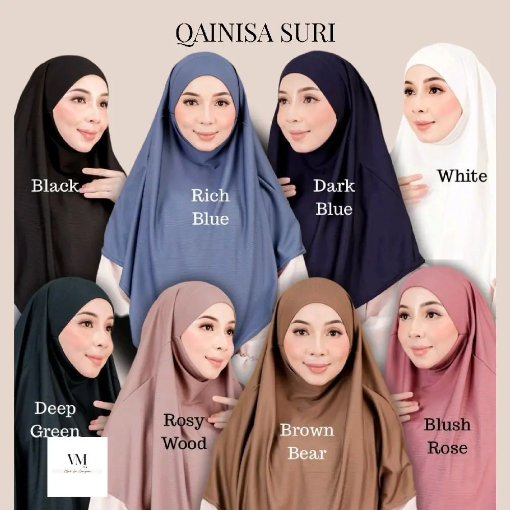 QAINISA - SURI Ribbed Jersey V Shaped Instant Khimar Bidang 45 / 50 / 60