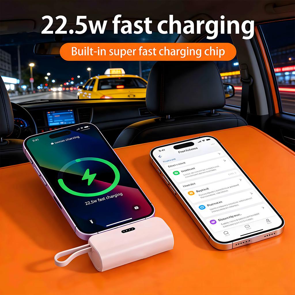 YIBAO LENTIVEN Powerbank 5000 mAh Mini Fast Charging With Port and Cable Type C Lightning KC88