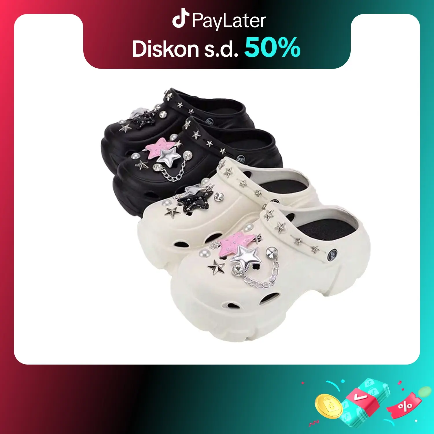 YESPLUS 8888-5 Sendal Baim Fuji Wanita Bahan EVA Rubber Dengan Jibbitz Import
