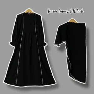 Jenna Jetblack S-XXL Gamis Hitam Set Dress Jumbo Syari
