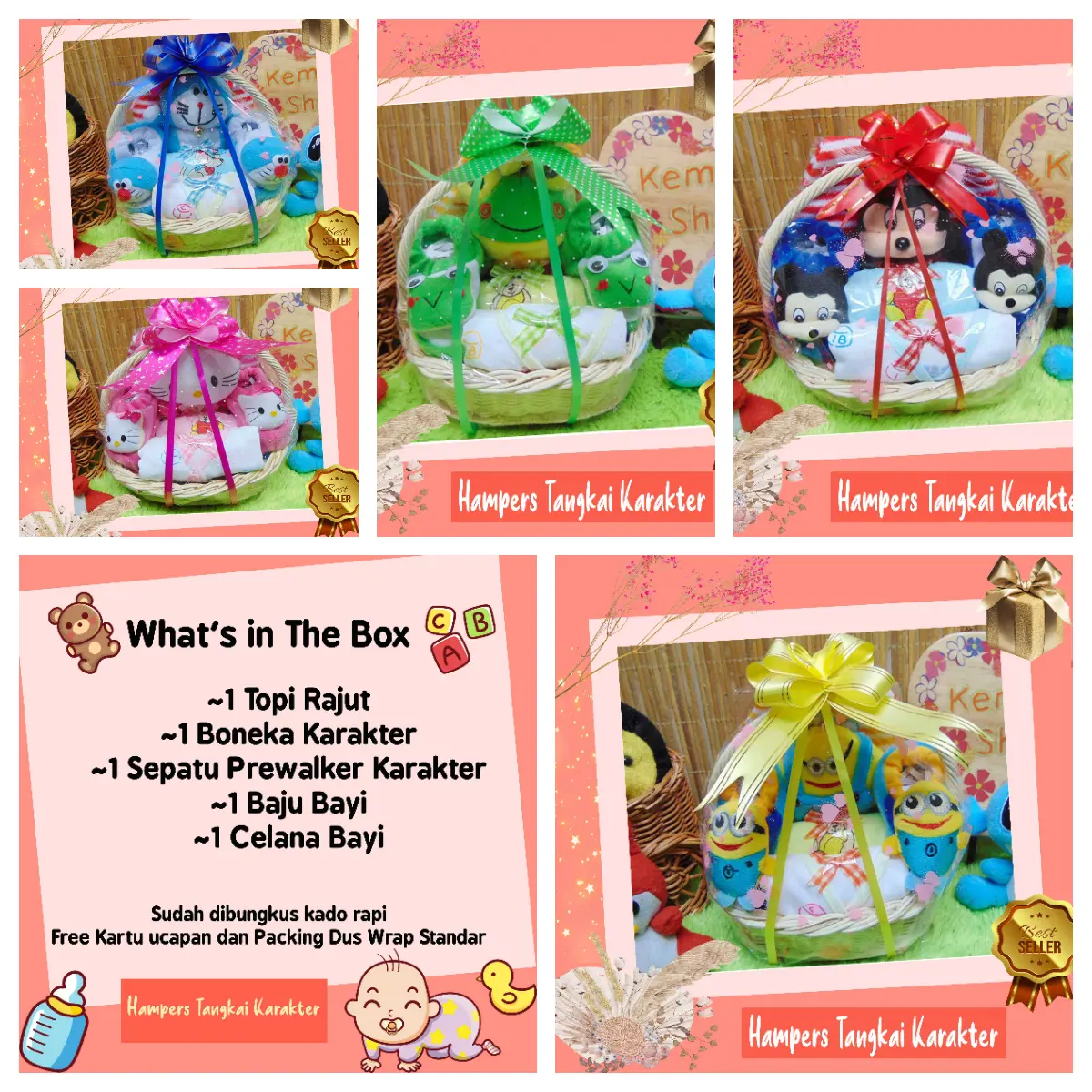 paket kado bayi baby gift kado lahiran parcel bayi parsel kado bayi keranjang tangkai MINI KARAKTER KARTUN