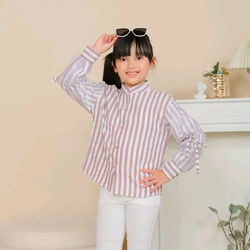 3-12 TAHUN KEMEJA ANAK OVERSIZE ORGANZA KEMEJA ANAK MOTIF SALUR Fashion 6