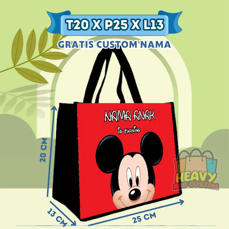Paket Isi 30 Pcs Tas Souvenir Ulang Tahun Goodie Bag Anak Bingkisan Snack KFC Gratis Custom Nama Murah Kain tile anak  merah craim selamatan rumah baru tas & hadiah pesta tile anak 6
