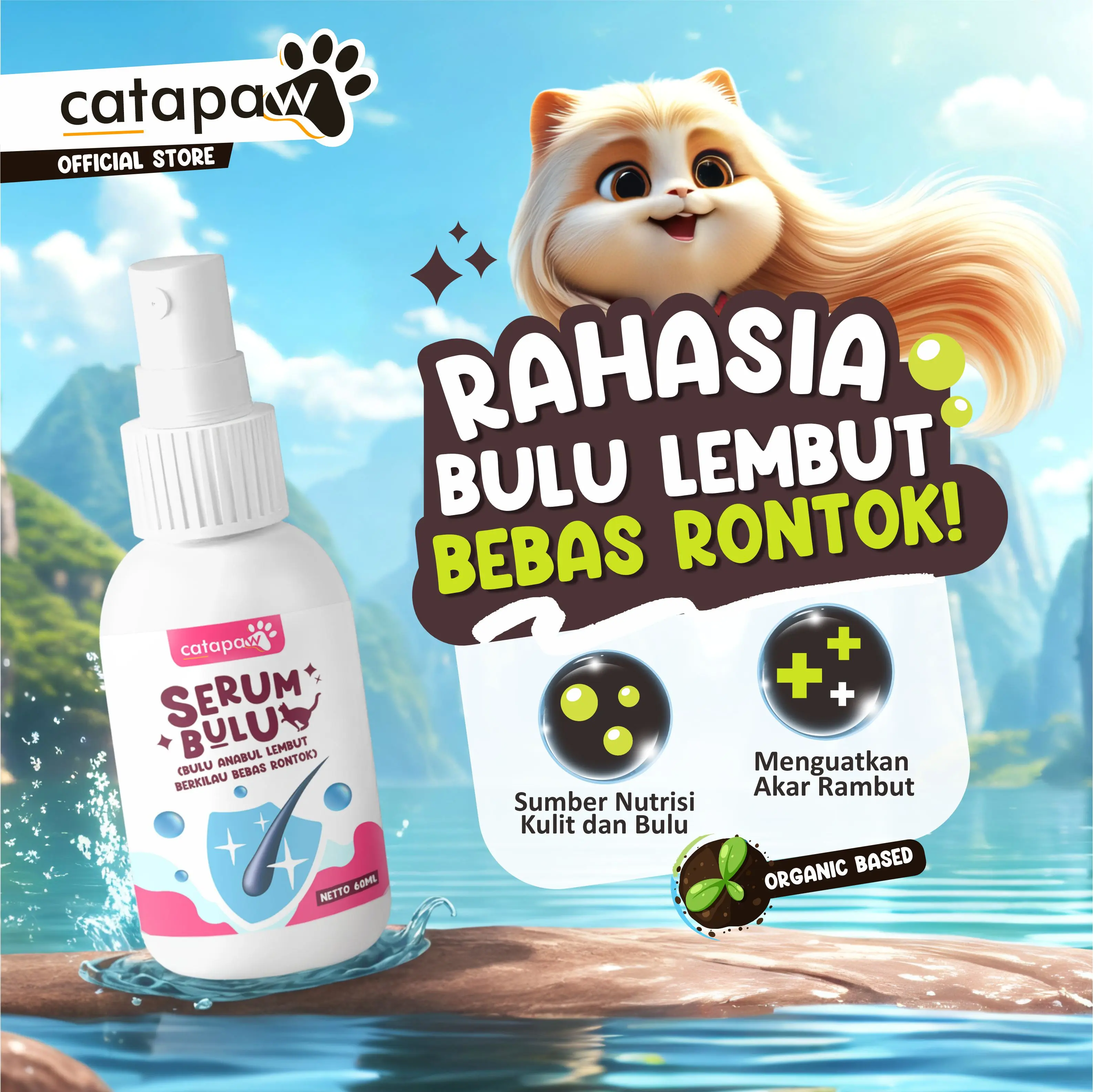 CATAPAW Serum Bulu Kucing Anjing Anti Rontok Bulu Sehat Lebat Panjang Berkilau
