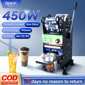 Mesin Press Cup REAIM Original Alat Sealer Gelas Plastik 8oz-26oz Pres Gelas Manual untuk Bubble Tea Kopi Jus dengan Desain Compact Mudah Dibersihkan