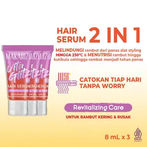 [PROMO] PAKET ISI 3 Makarizo VITAGLITZ Hair Serum Revitalizing Care - Serum Rambut Tube 8 mL / Haircare / Perawatan / Treatment Kering
