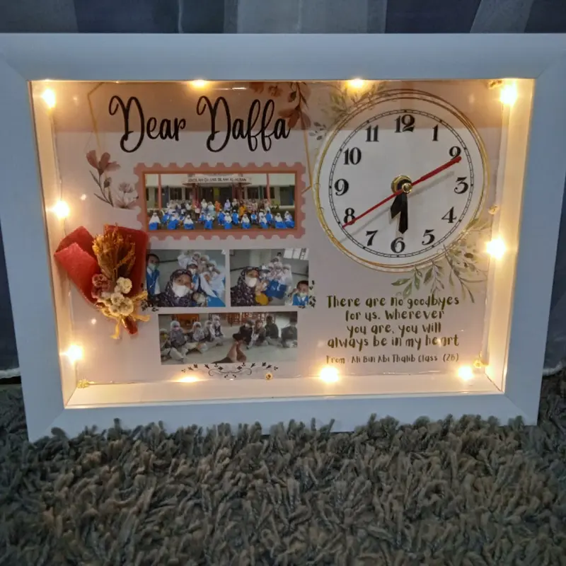 Bingkai cepat frame 3D Lampu LED 35x25 cm & Jam/Buket foto/Flower in frame 3D/premium/Buket Bunga/gift/jumbo/Bingkai foto A4/Terlaris & termurah/Wedding,Tunangan,Wisuda,Hajatan,Ultah,Anniversary 3