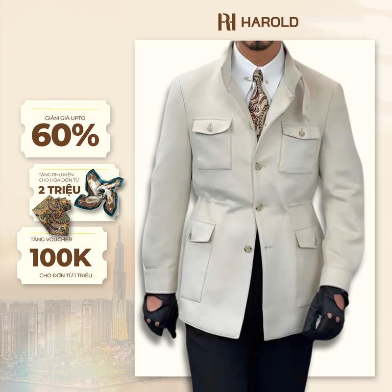 Áo Khoác Nam Da Lộn Cao Cấp Harold Safari Jacket Season 2 Vải Dày Dặn Giữ Ấm Tốt, Nhiều Túi, Chống Nhăn, Đứng Form