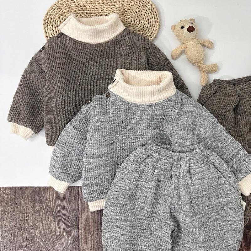 [BeHan] Set bộ đồ len trần bông thiết kế cổ cao dày dặn ấm cho bé 8-21kg - 25B150