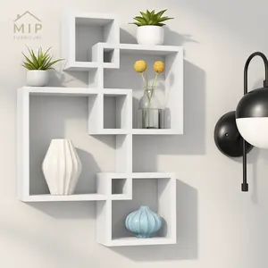 MIP Rak Dinding Tempel 4 Kotak Susun Rak Dinding Ambalan Aesthetic Minimalis Serbaguna