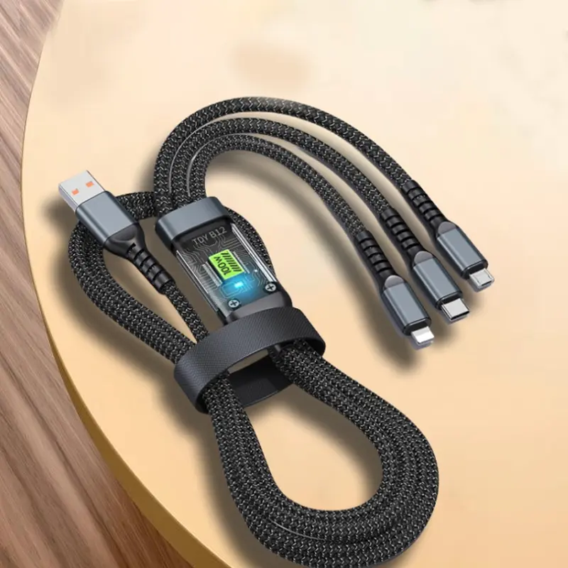 Kabel Data 3in1 Fast Charging 100W USB Micro, Type C, Lightning Best Quality Cable 1
