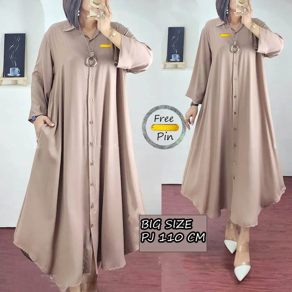 tunik polos jumbo ld 120 wanita lengan panjang terbaru 2024