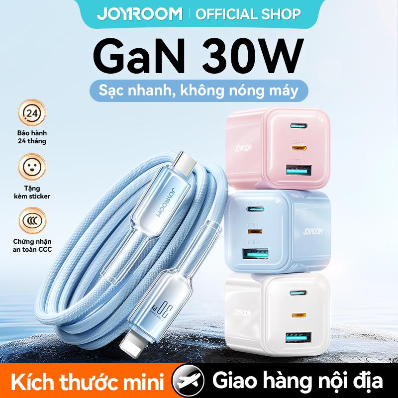 Bộ sạc nhanh JOYROOM GaN 30W, 1 USB-C, 1 USB-L, 1 USB-A, Sạc nhanh nhiệt độ…