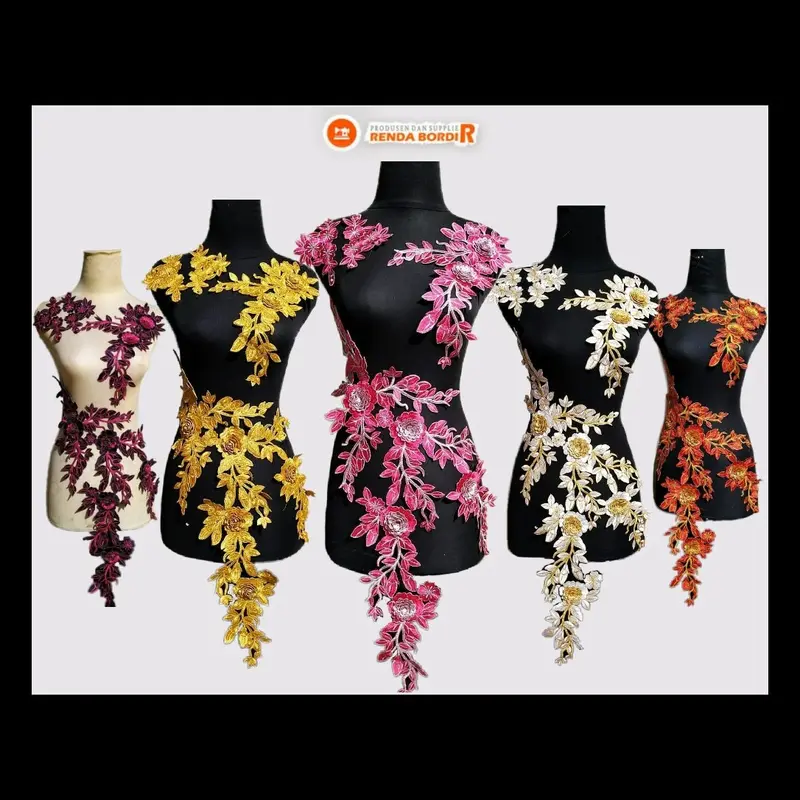 Renda bordir gaun pesta kebaya gamis kaftan ( model bohinia) 0