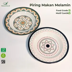 Piring Melamin Motif TOPTREE Ukuran 9 inch dan 10 Inch Food Grade BPA FRE SNI