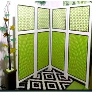Sekat Ruangan Rotan Sintetis Motif Pintu 4 Kayu Minimalis