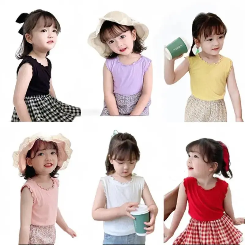 ByKiddos - Baju Anak Perempuan Crop Top Lokal Tanpa Lengan / Atasan Leher Turtleneck Anak Perempuan / Gaya Korean 0