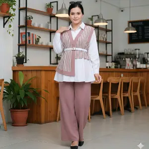 Dena Setelan Celana Wanita Cringkel Kombinasi Salur Knit Busui Free Sabuk Cantik Bahan Crinkle Premium Airflow Cocok untuk Ibu Menyusui