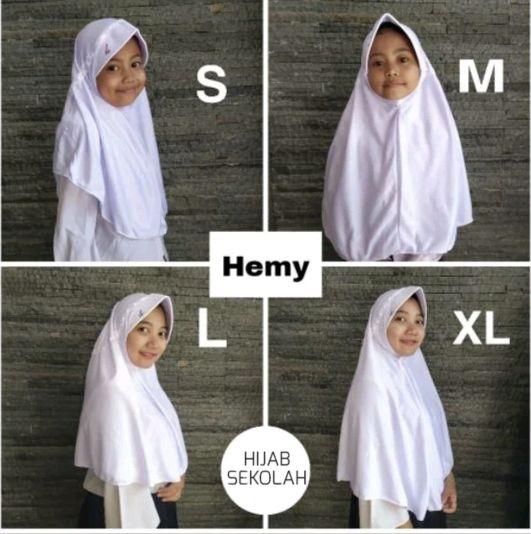 Kerudung Pita Serut Atas Hijab Jilbab Pramuka Sekolah Nyaman Instan Pita Hijab Sekolah Putih Hitam Bahan Kaos PE Vang Lembut Adem