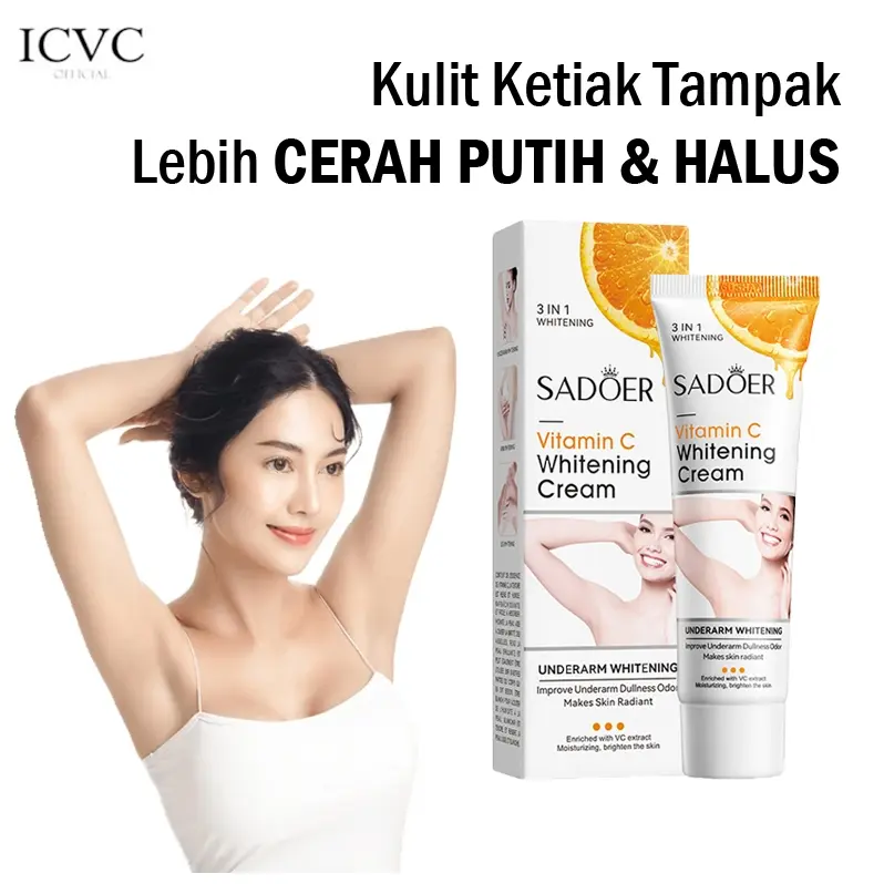 [50gr] SADOER Vitamin C Whitening Cream Underarm / Krim Pemutih Ketiak Alami Memutihkan Badan / Pantat / Selangkangan