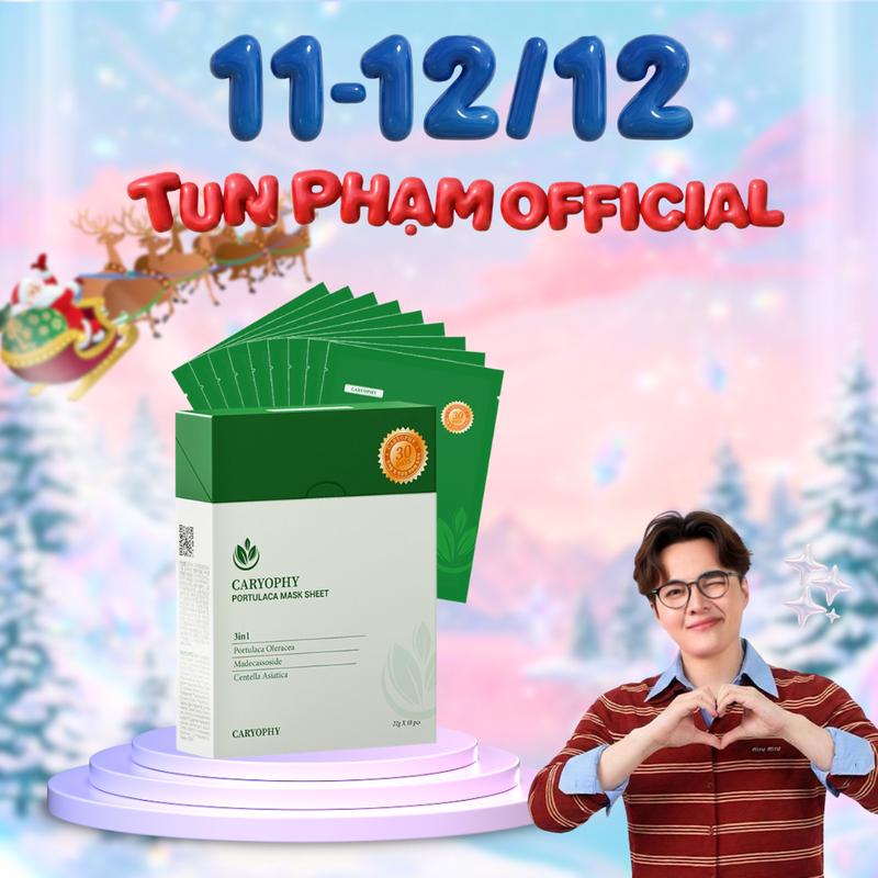   Tun Phạm x minie cosmetics  - Hộp 10 Miếng Mặt Nạ Caryophy Portulaca Mask Sheet 3in1 