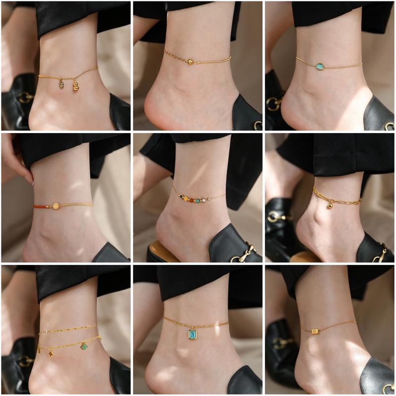  Lắc Chân Thép Titan Thiết Kế Đơn Giản Dành Cho Nữ Phong Cách Tiên Tiến Không Phai Màu Thời Trang Lắc Chân Tình Yêu Phụ Kiện Tuyệt Vời Làm Quà Tặng Thích Hợp Cho Mùa Hè 