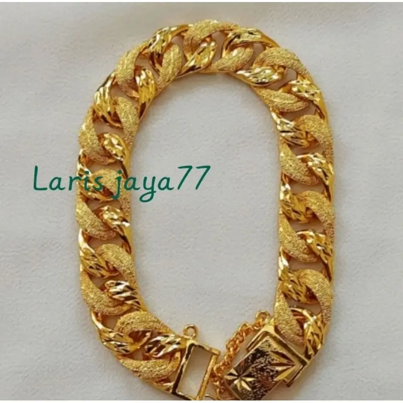Gelang pelat titanium gold mewah   wanita dewasa