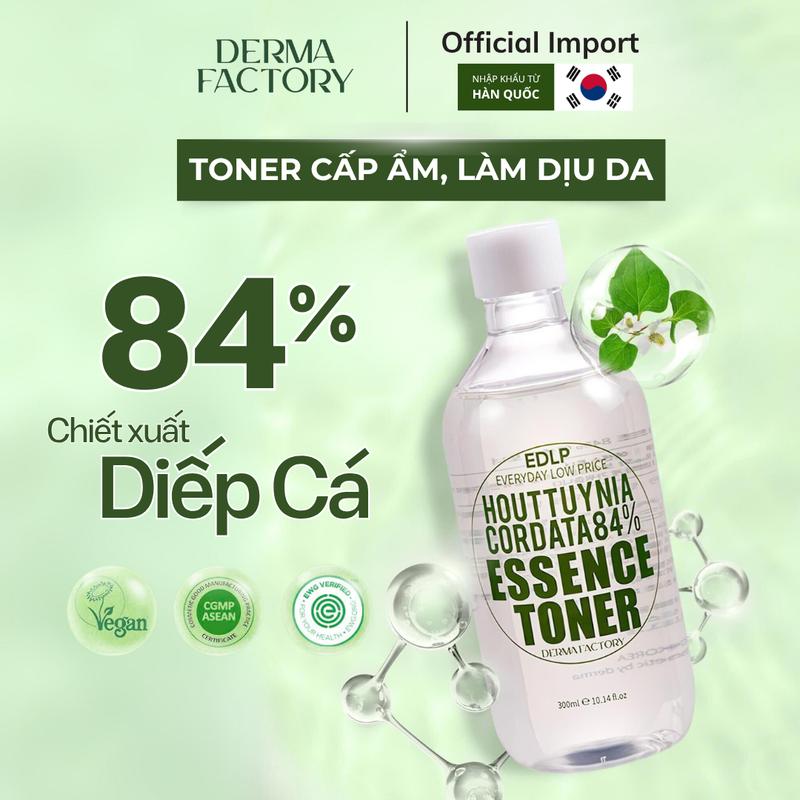 Nước cân bằng diếp cá cấp ẩm làm dịu Derma Factory Houttuynia Cordata 84% Essence Toner