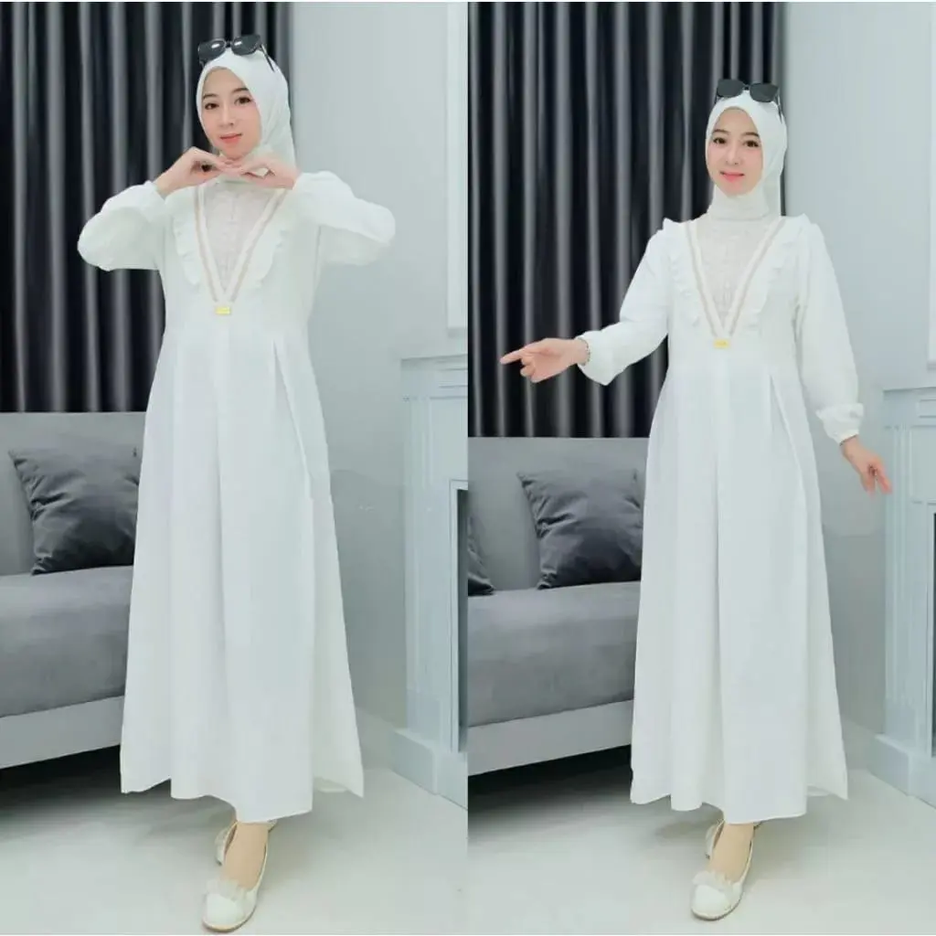 Gamis Crinkle Dewasa Model Baru / DRESS CRINKLE Gamis crinkle Airflow Premium mix Brokat Muslim adem nyaman cod Kondangan Menyusui Panjang Ibu Lebaran Remaja Mewah Hitam Simple Samping Pesta Maxi baju simpel nevy