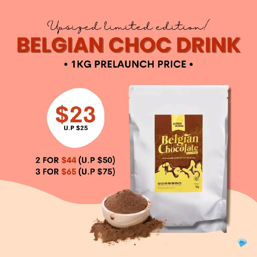 1kg BELGIAN CHOCOLATE DRINK Upsize Version (2 pack)