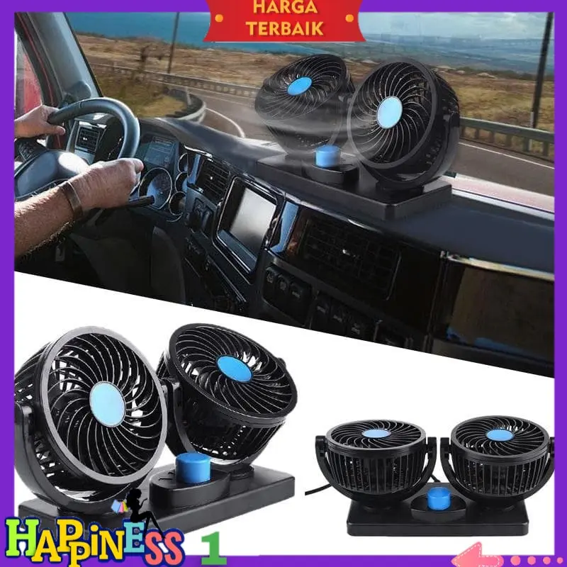 barangunik2021-Kipas Angin Mobil 2 Kipas Saklar dan 2 USB DC 12 Volt 24 Volt Yundai 021 dan 023 /Kipas Angin Mobil double blower Dl lighter12v