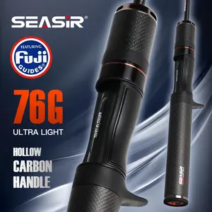 SEASIR Black Arrow Joran Pancing, FUJl O Joran BC Casting/Spinning 1.5M/1.68M/1.8M 76G Berat Umpan 0.8-10G UL Serat Karbon FUJI O Cincin Panduan BFS Tombo lSuara Lampu Tiang lkan Mikro 5FT Joran UL Carbon Fiber Solid Tip Hollow handle joran