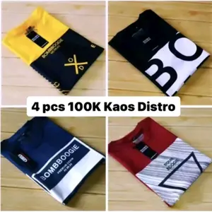 kombo hemat 4 pc kaos distro terlaris pria wanita Katun Motif Oblong Atasan Baju Dewasa Simple
